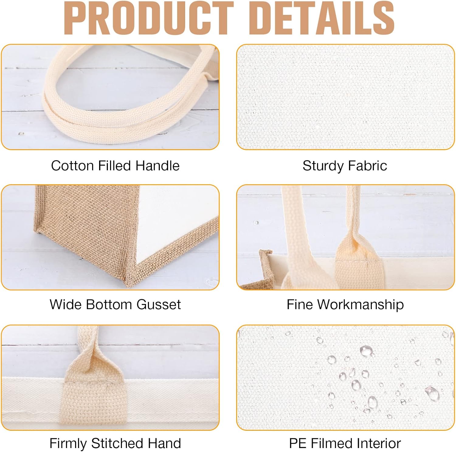 16 Pack Burlap Tote Bags Jute  - огляд і ціна Women Bags For Eid