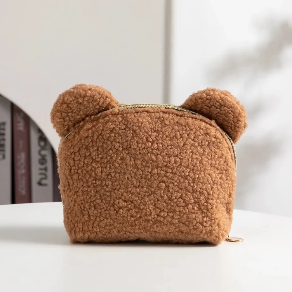Kawaii Bear Ear Sherpa Makeup  - огляд і ціна Women Vanity Bags
